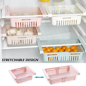 Adjustable Stretchable Fridge Organizer Drawer Basket Refrigerator Pull-out Drawers Fresh Spacer Layer Storage Rack